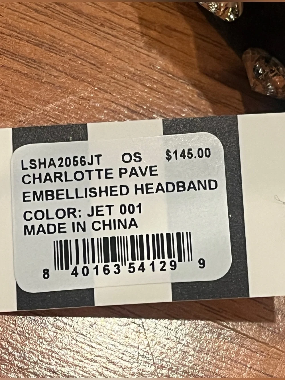 Lele Sadoughi Charlotte Pave Jet Embellished Headband - NWT